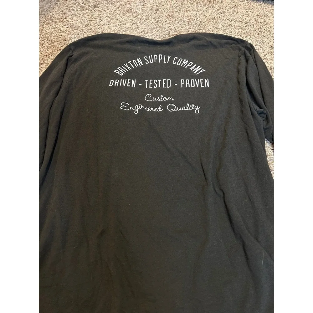 Brixton Supply Company Mens XXL Long Sleeve Pocket T-Shirt Black Graphic Tee‎